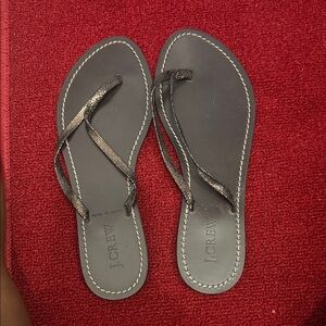 J. Crew Metallic Black Sandals